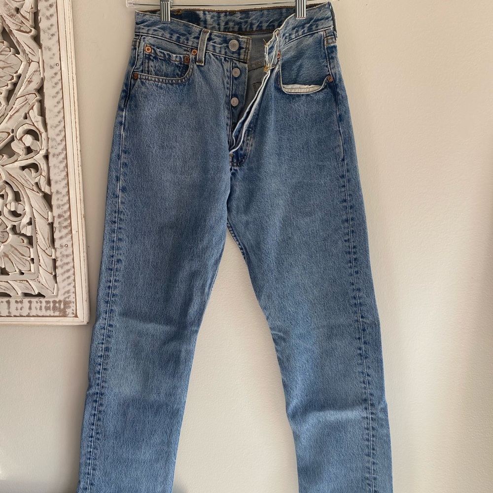 High waisted button fly Levi jeans